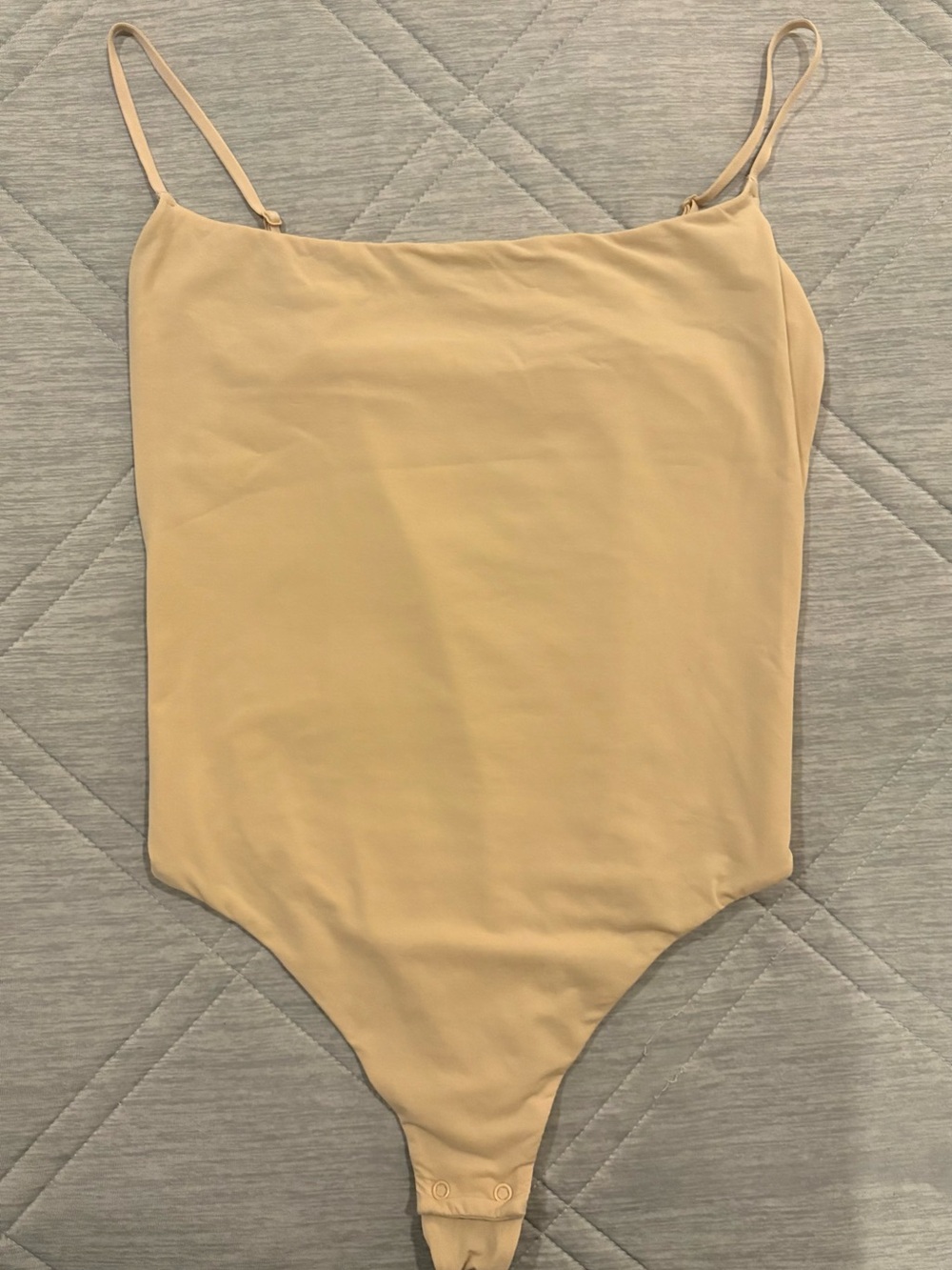 SKIMS Tan Nude Stretch Bodysuit with Printed Care Label